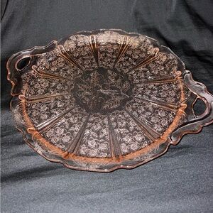 Pink Platter Depression Glass Vintage